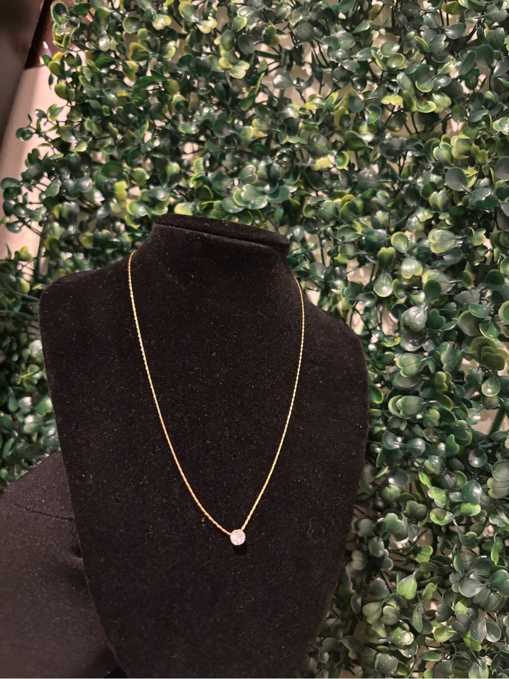 Delicate Gold Necklace with Light white Heart Charm